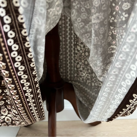 J. Jill Kona Brown/Pink Kaleidoscope Print Jersey Stretch Cross Back Maxi Dress - Picture 7 of 12